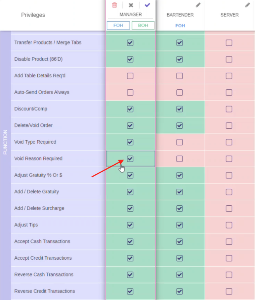 How to give a role permission to void and how to use void types and